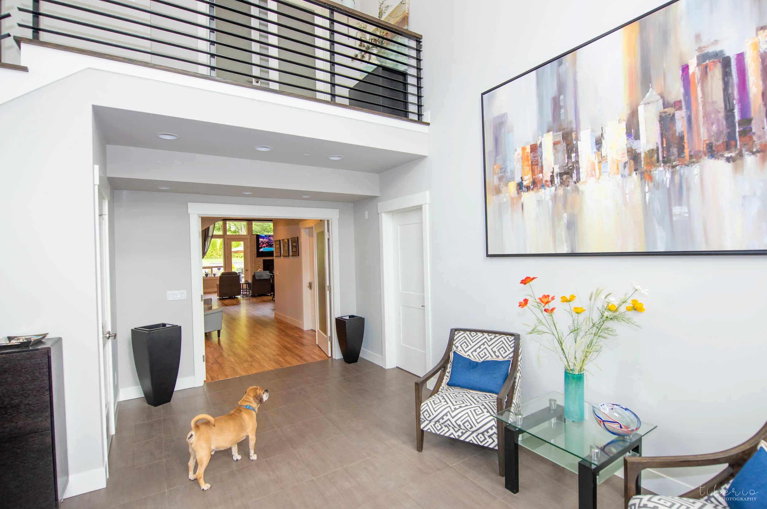 Bright entry and common area inside Kenmore Retreat
